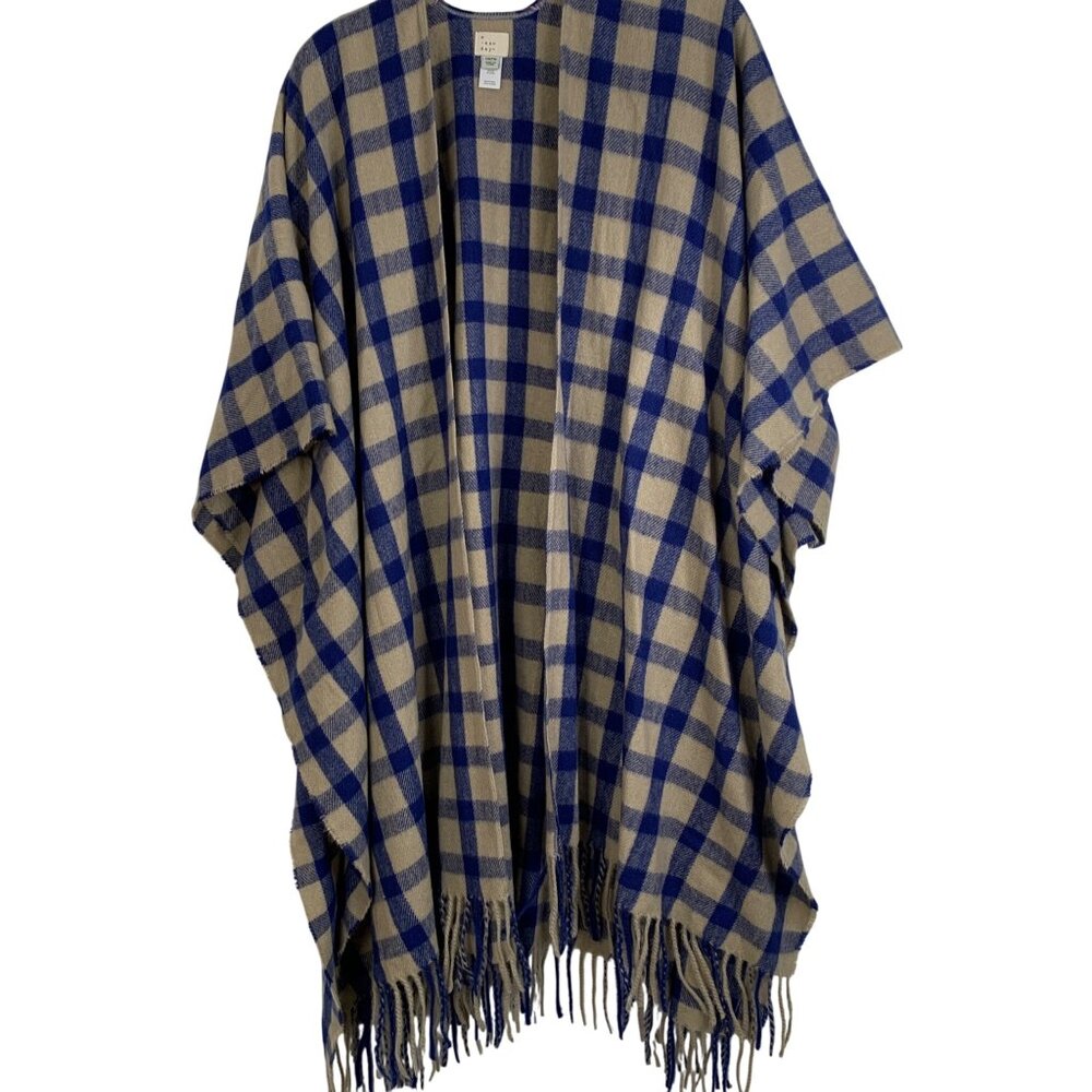 Cozy A New Day OSFM Plaid Wrap Cardigan With Fringe RDD10482